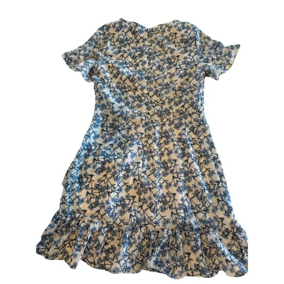 Banana Republic Blue White Floral Fit & Flare Dress Crew Neck Flutter Pullover 4 - Picture 4 of 4